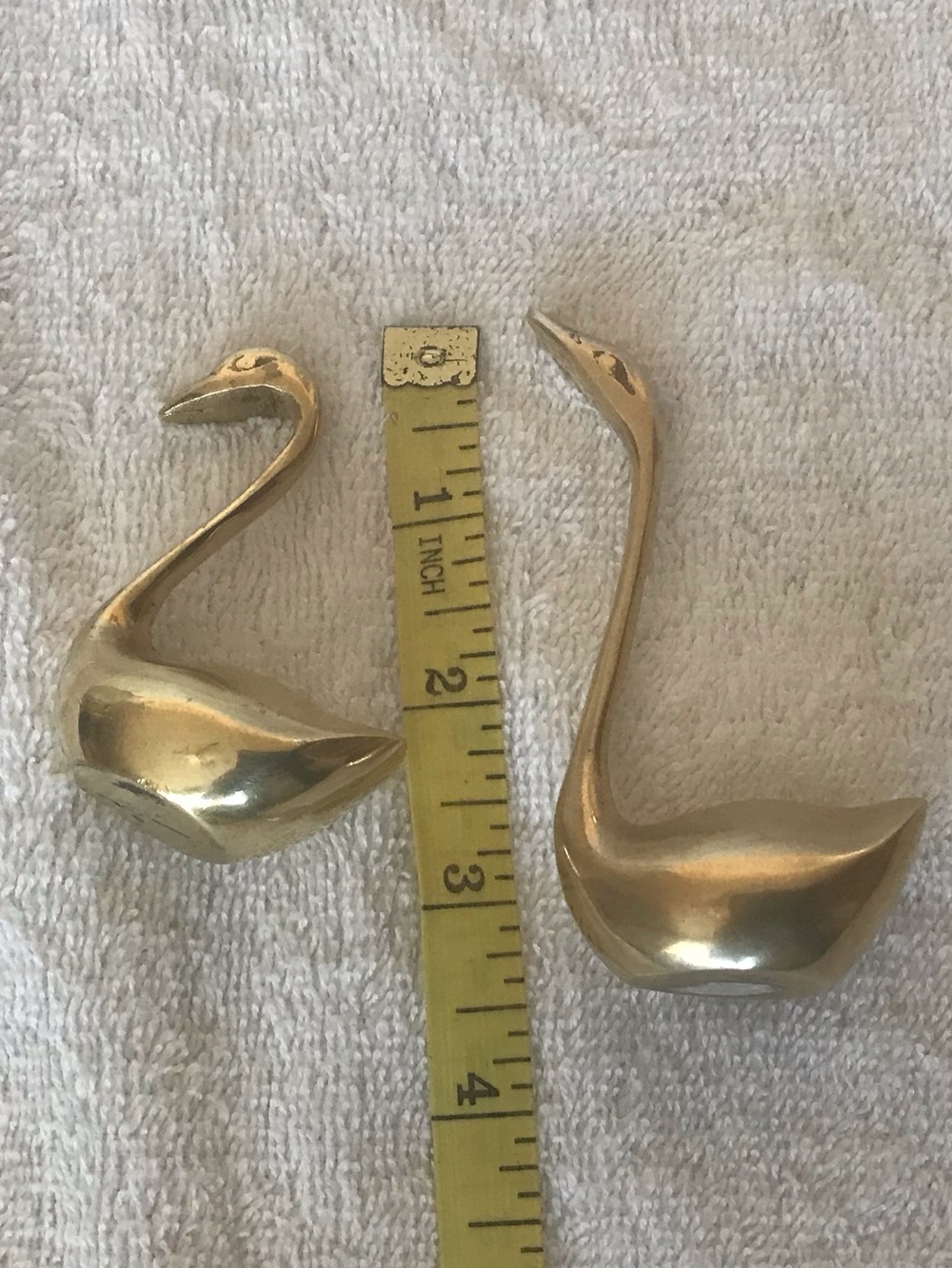 Bundle Mid century Solid Brass Swan Duck Decorative Figurines Shiny Gold Finish - Picture 6 of 6